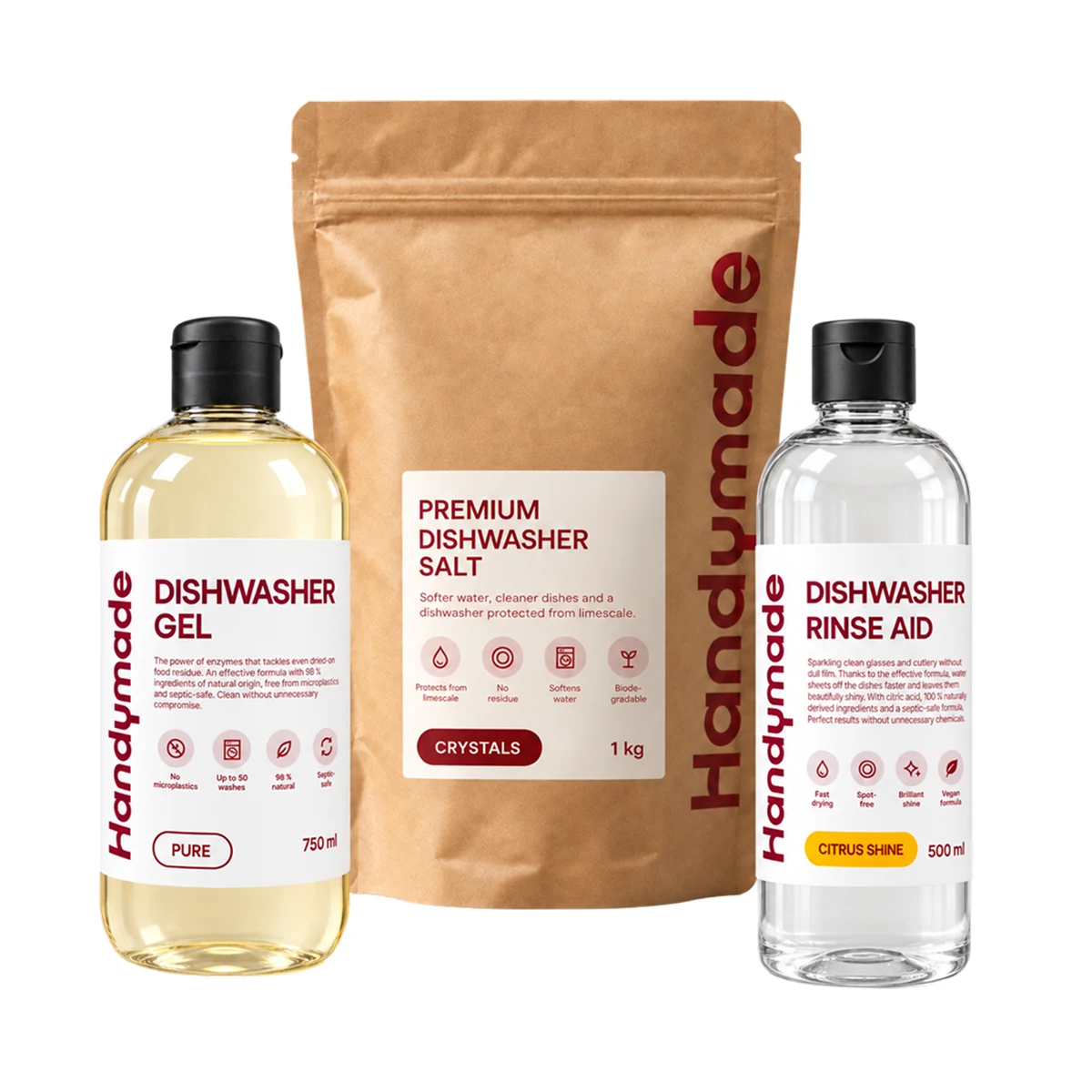 Zestaw produktów do zmywarki Citrus Shine – żel, sól i nabłyszczacz