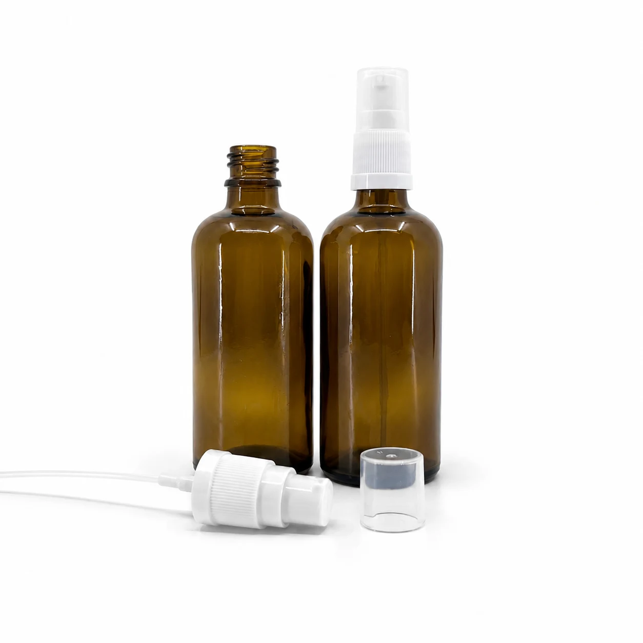 Sklenená fľaška, liekovka, typ B, biely dávkovač, 100 ml