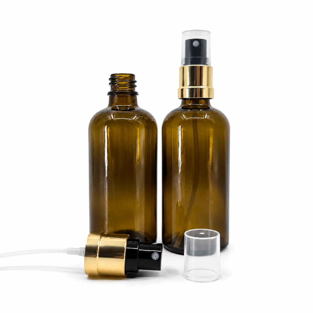 Sklenená liekovka, typ B, čierno-zlatý rozprašovač, 100 ml