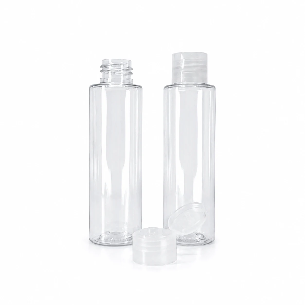 Plastová fľaša priehľadná, vysoká, flip top priehľadný, 100 ml