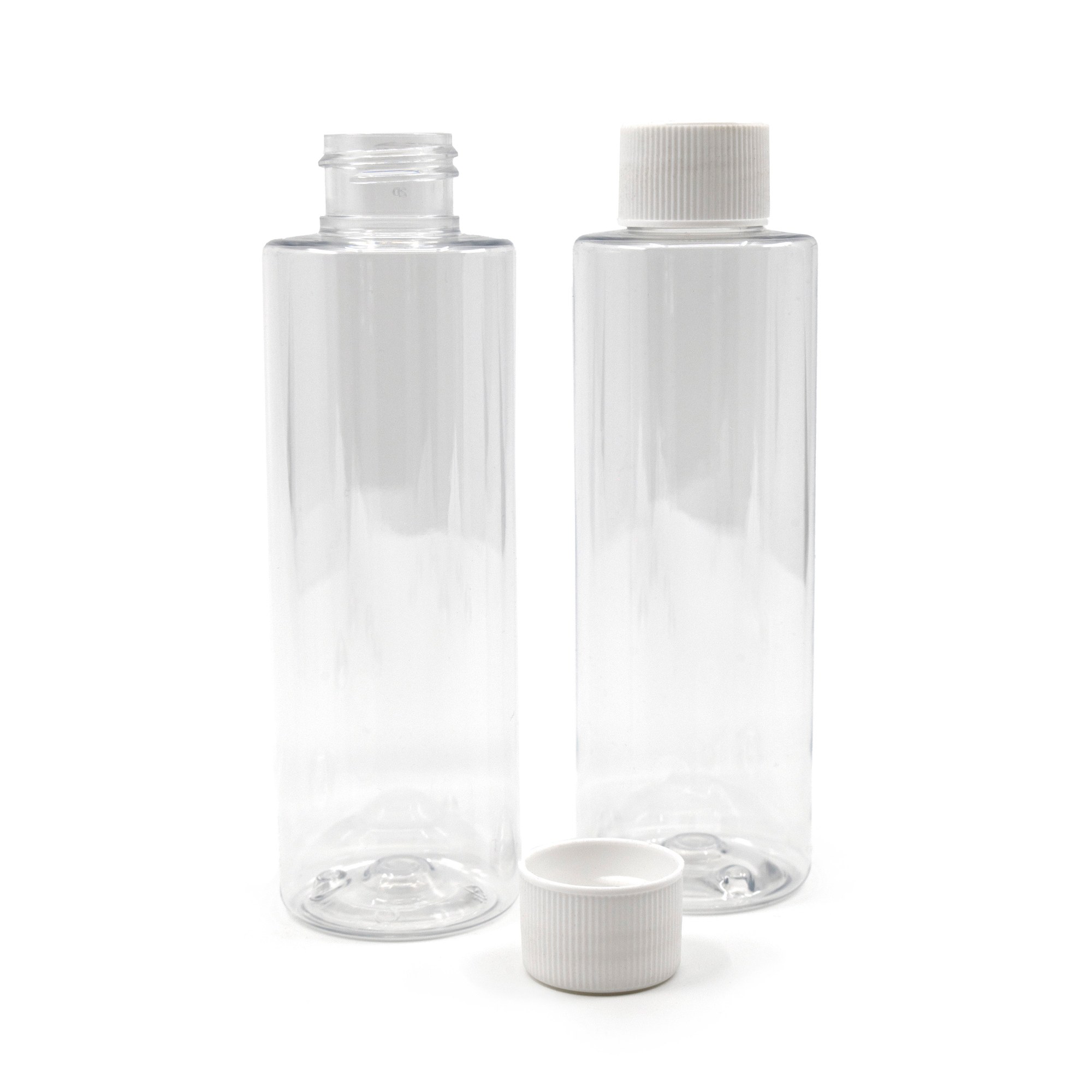 Átlátszó műanyag palack, 150 ml, fehér csavaros kupak