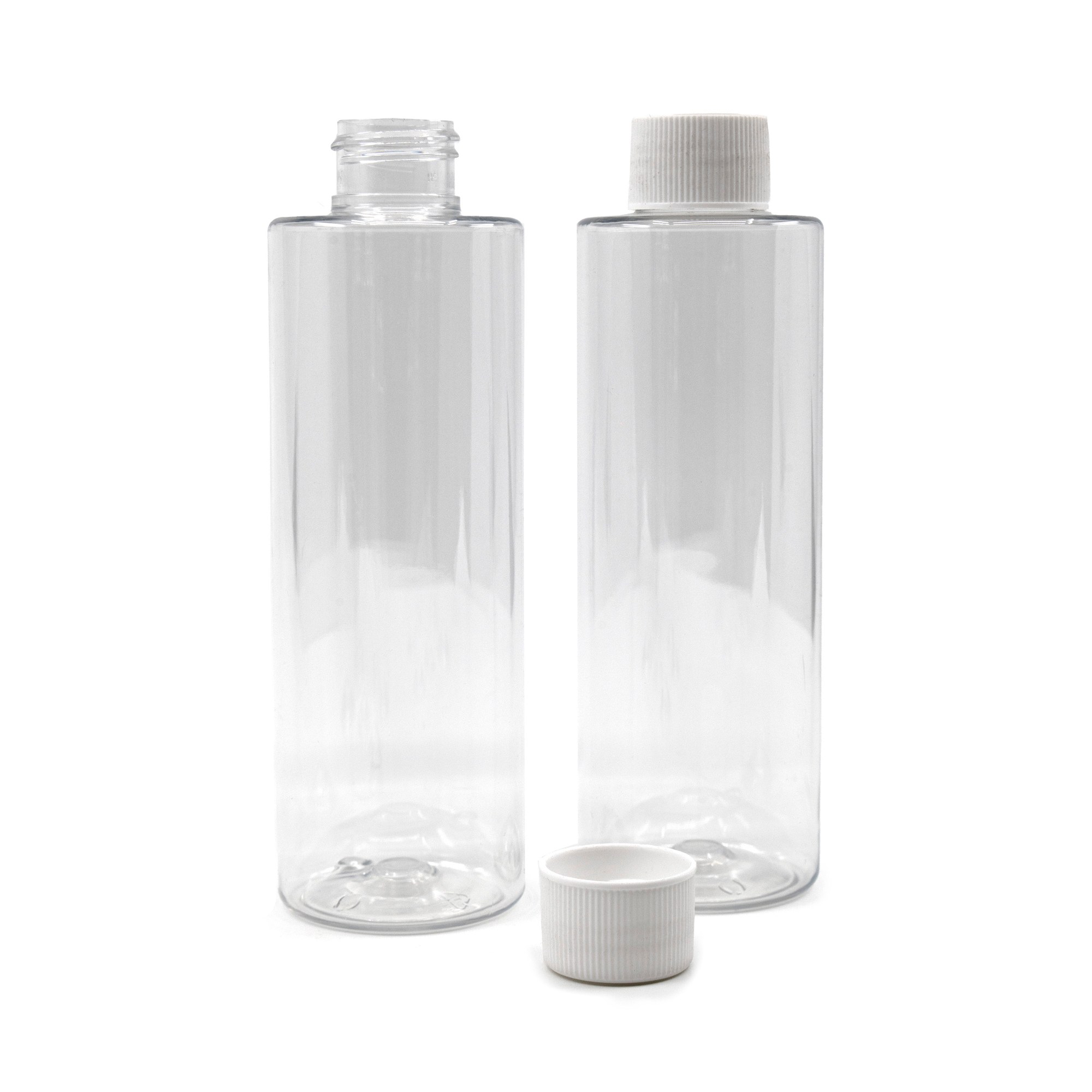Plastová fľaša, priehľadná, 200 ml, biely vrchnák