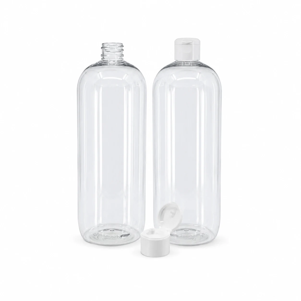 Plastová fľaša, priehľadná oblá s flip topom, 1000 ml