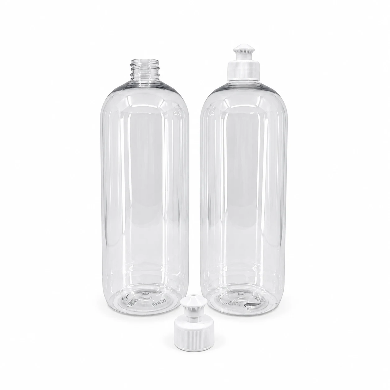 Plastová fľaša, priehľadná oblá, vrchnák push-pull, 1000 ml