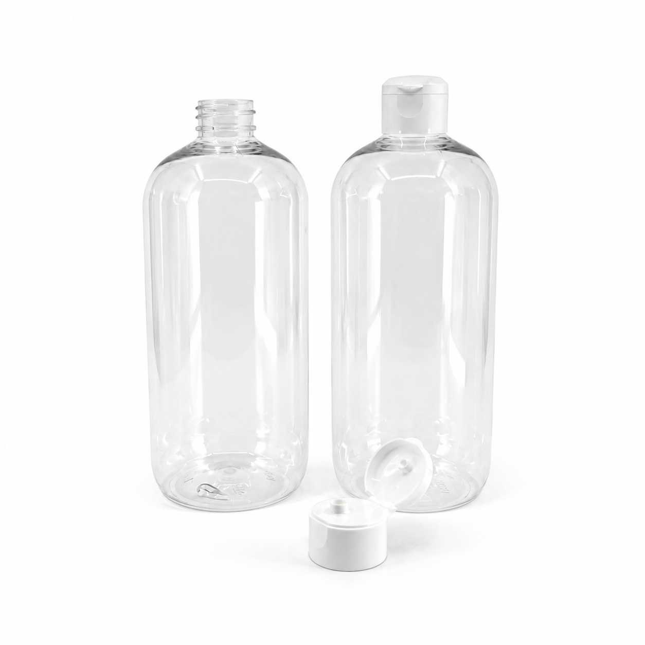 Plastová fľaša, priehľadná oblá s flip topom, 750 ml