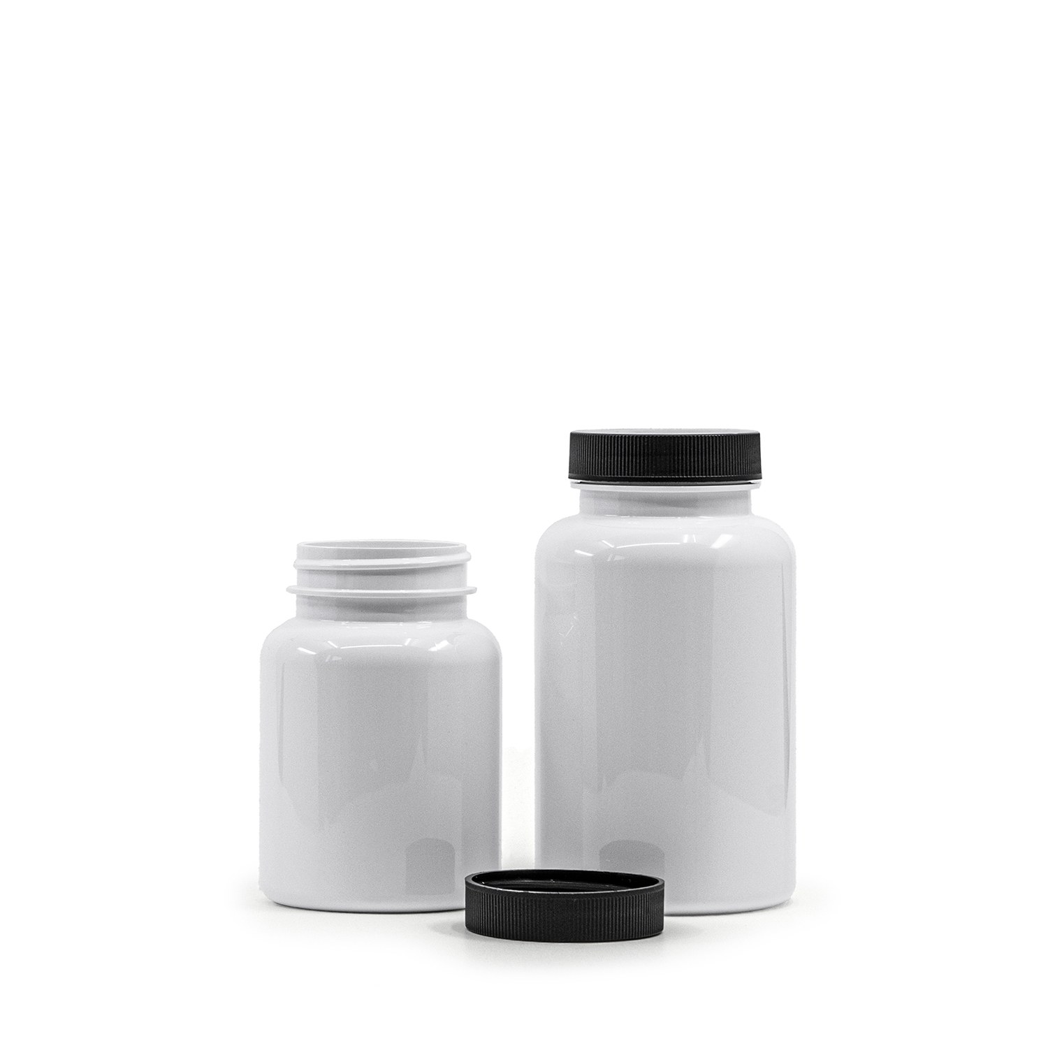 Tablettatartó, műanyag, fehér, fekete kupak, 250 ml