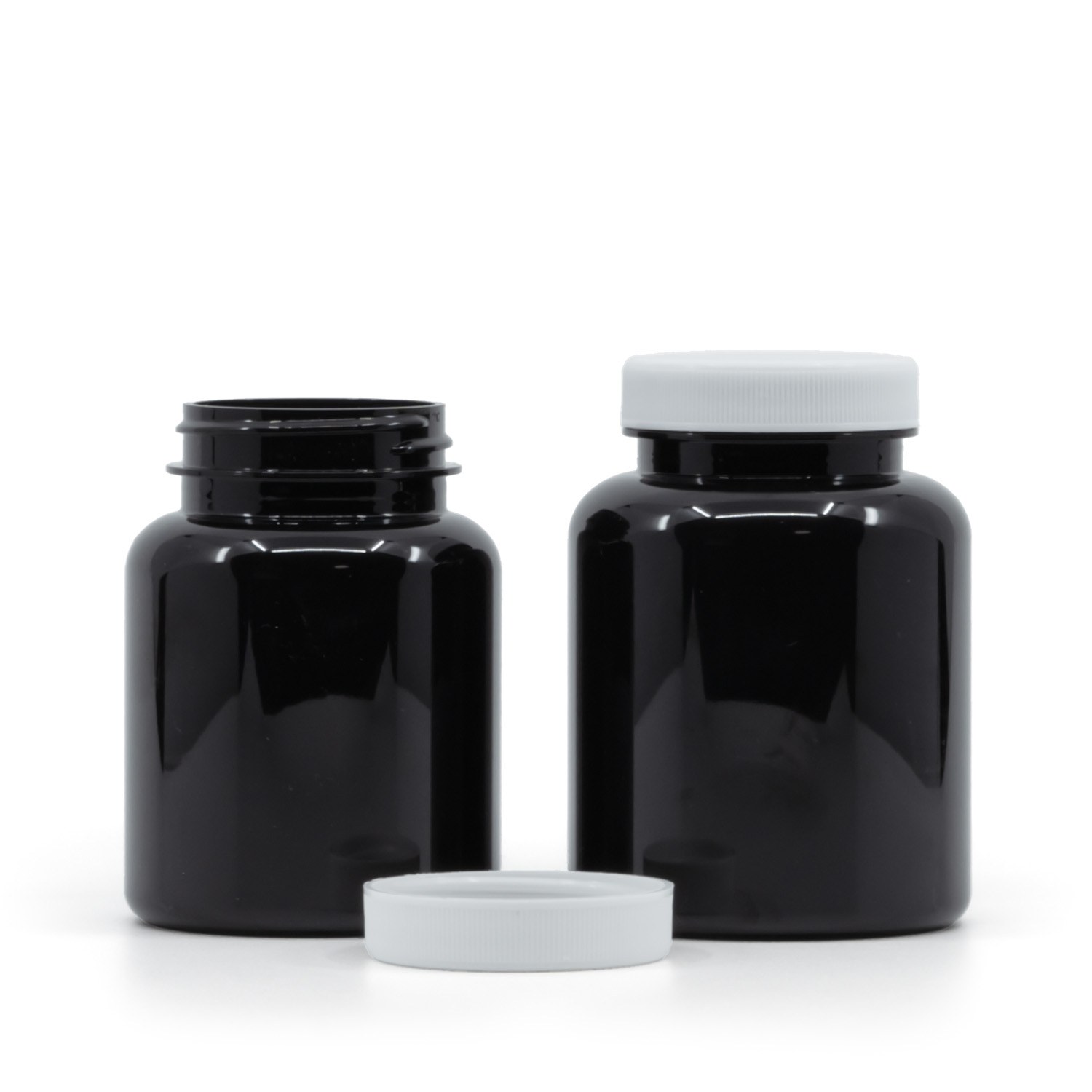 Tablettatartó, műanyag, fekete, fehér kupak, 200 ml