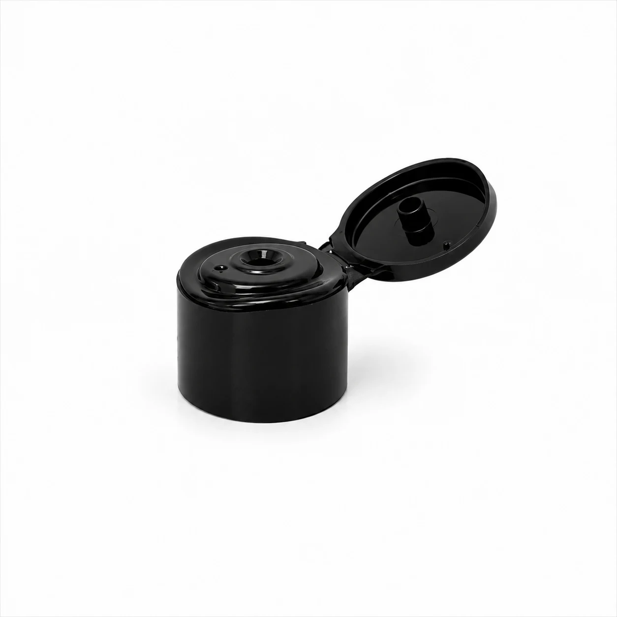 Plastový vrchnák 28/410, čierny flip top tvarovaný