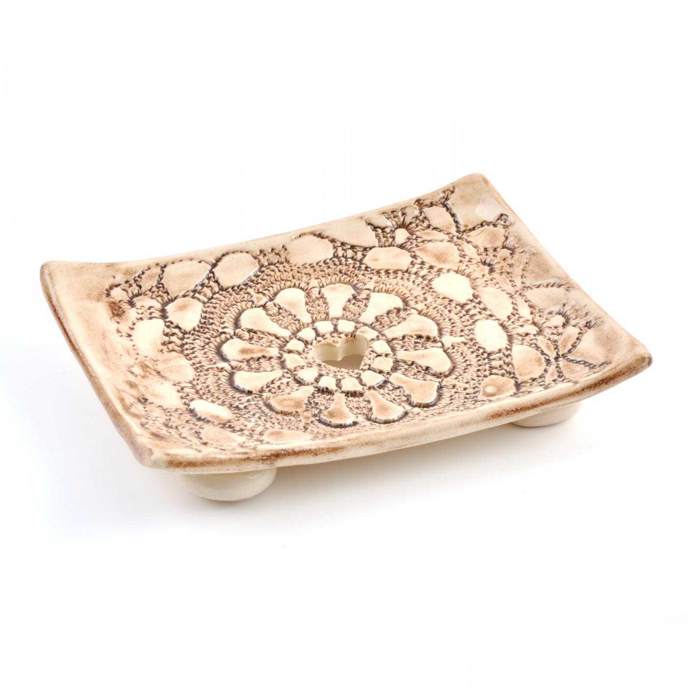 Ceramic Soap Dish, Lace