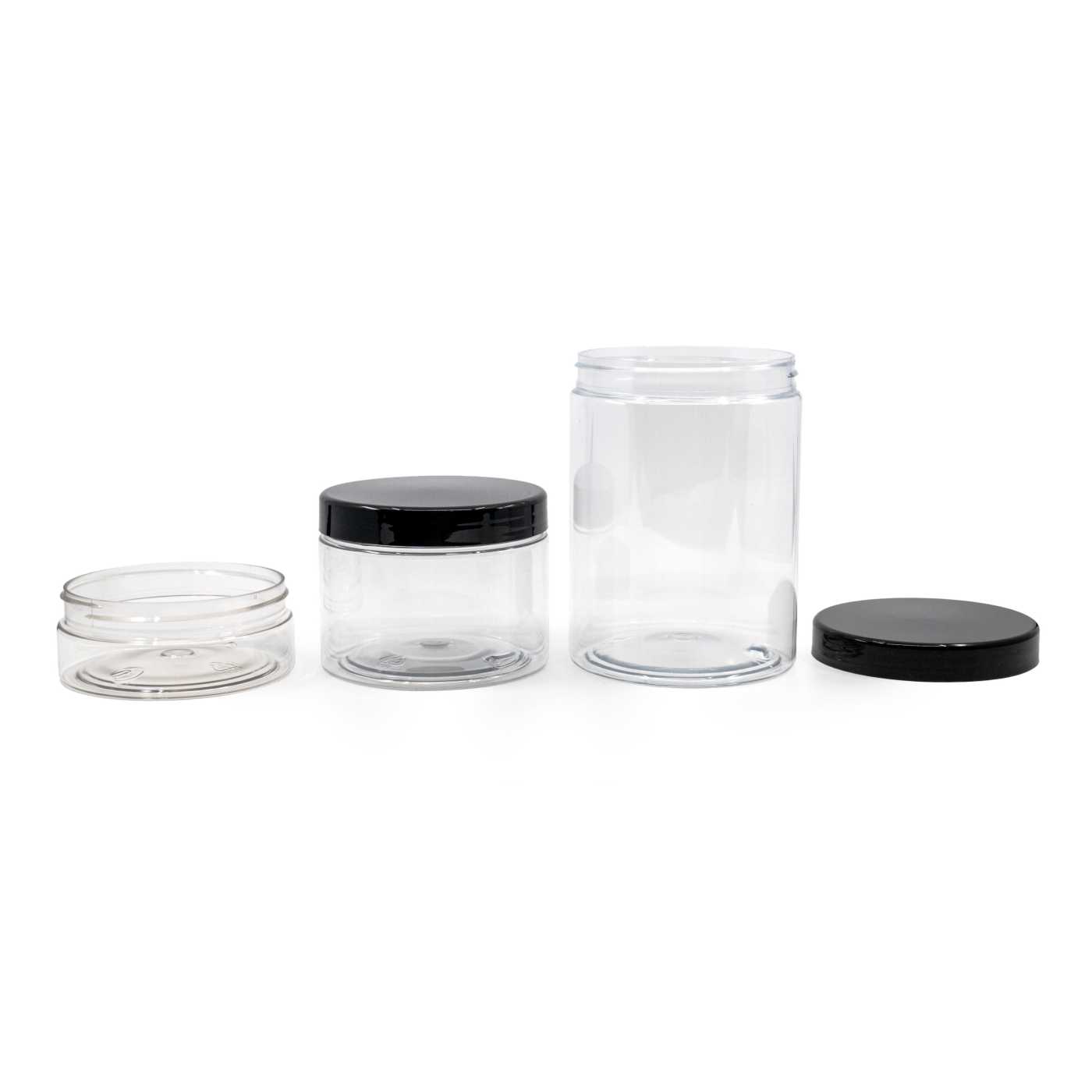 Słoiczek plastikowy, przezroczysty 100 mm, czarna nakrętka, 500 ml