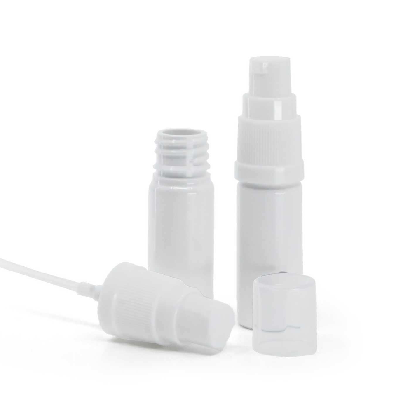 Butelka plastikowa biała, dozownik biały, 10 ml