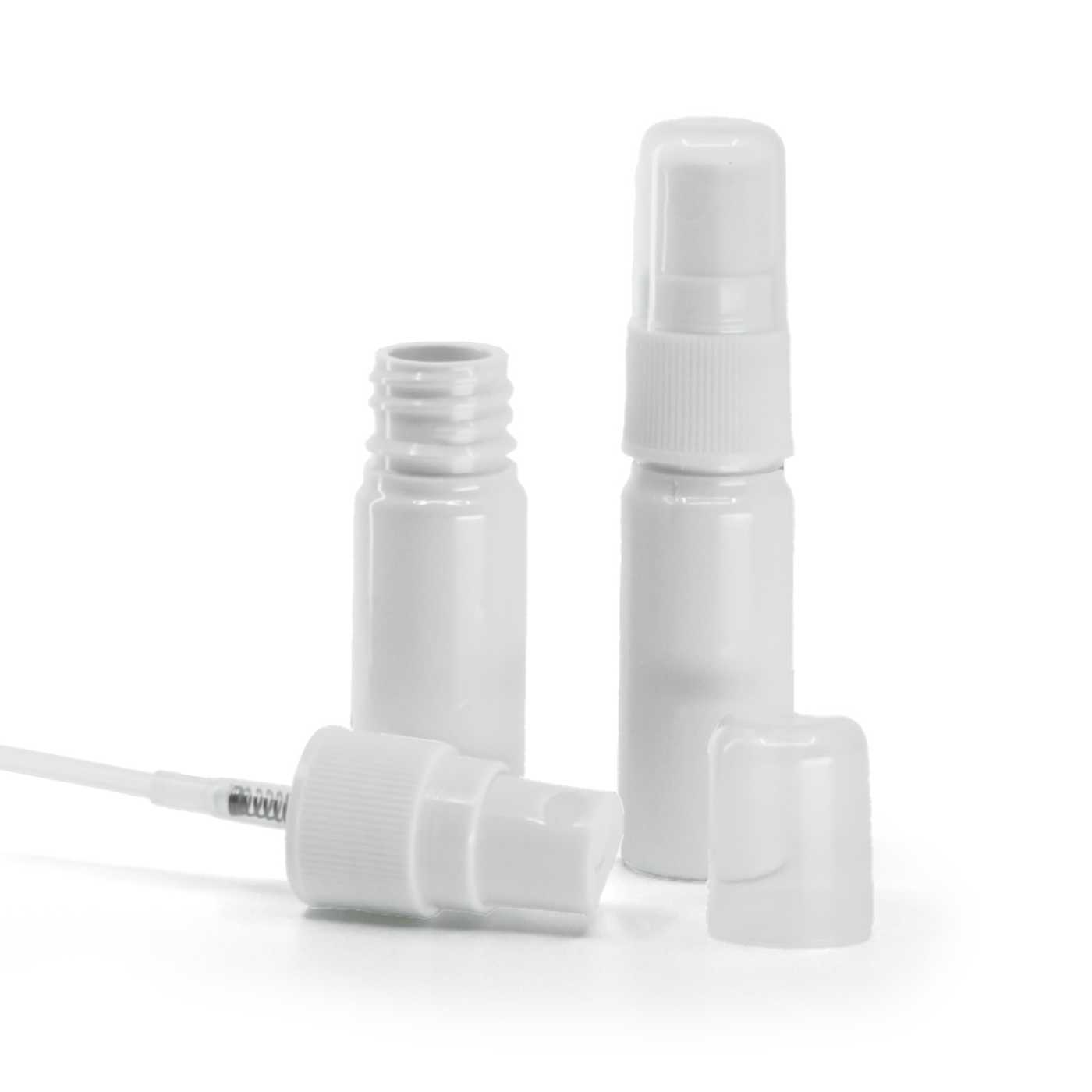 Flacon en plastique blanc avec pompe spray, 10 ml