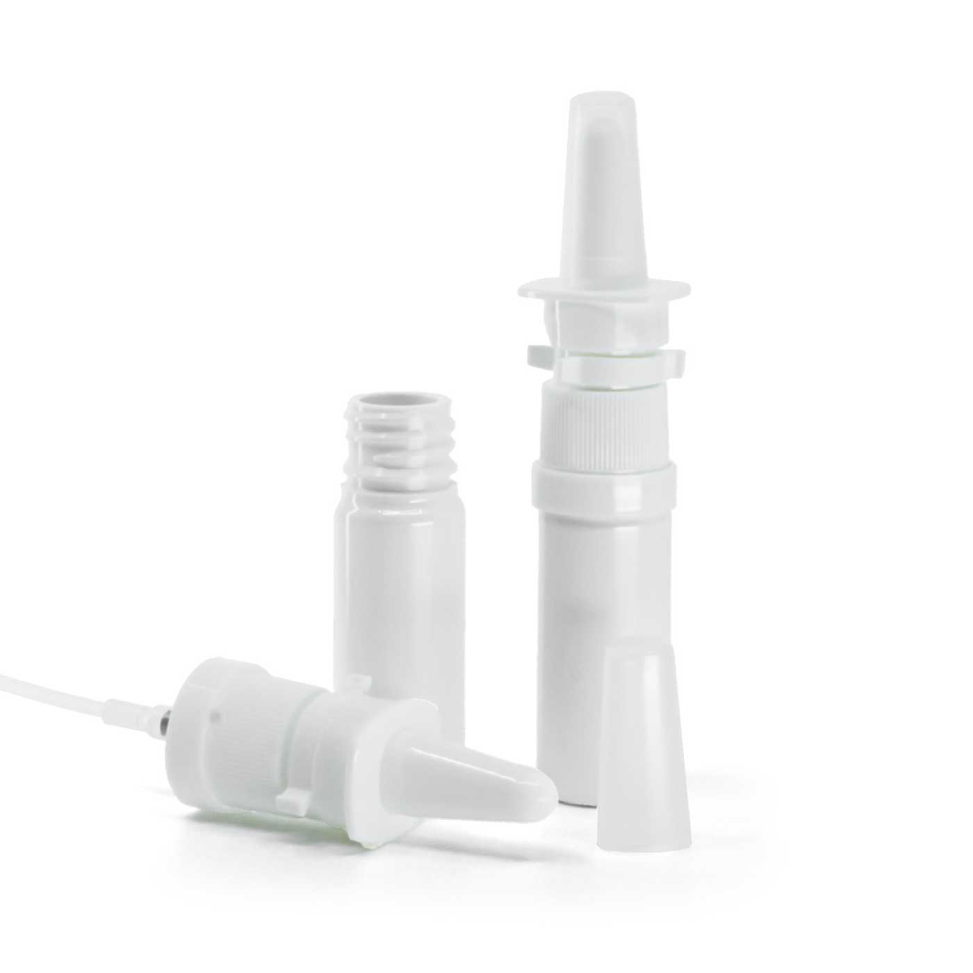 Flacon en plastique blanc, spray nasal, 10 ml