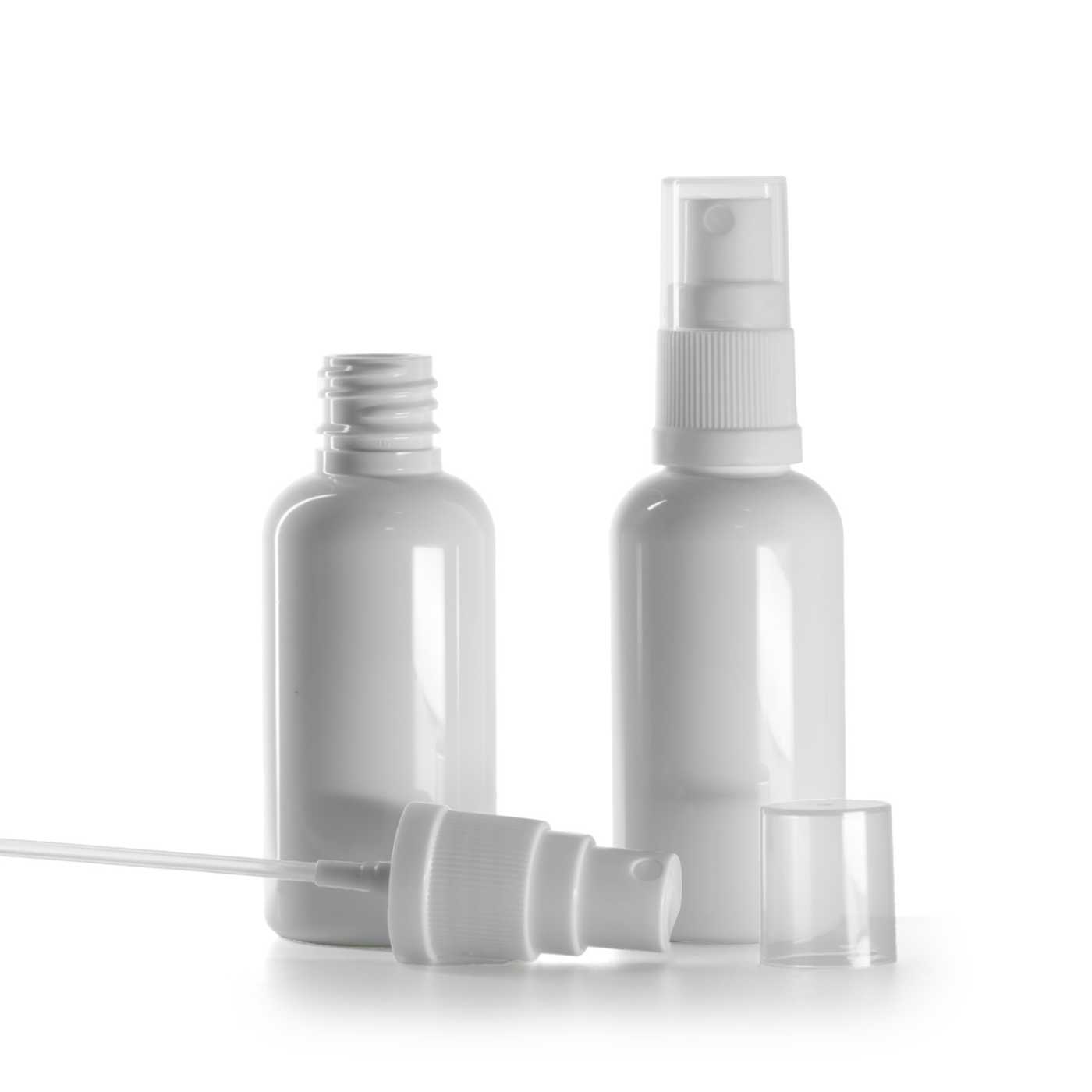 Flacon en plastique blanc avec spray blanc 50 ml