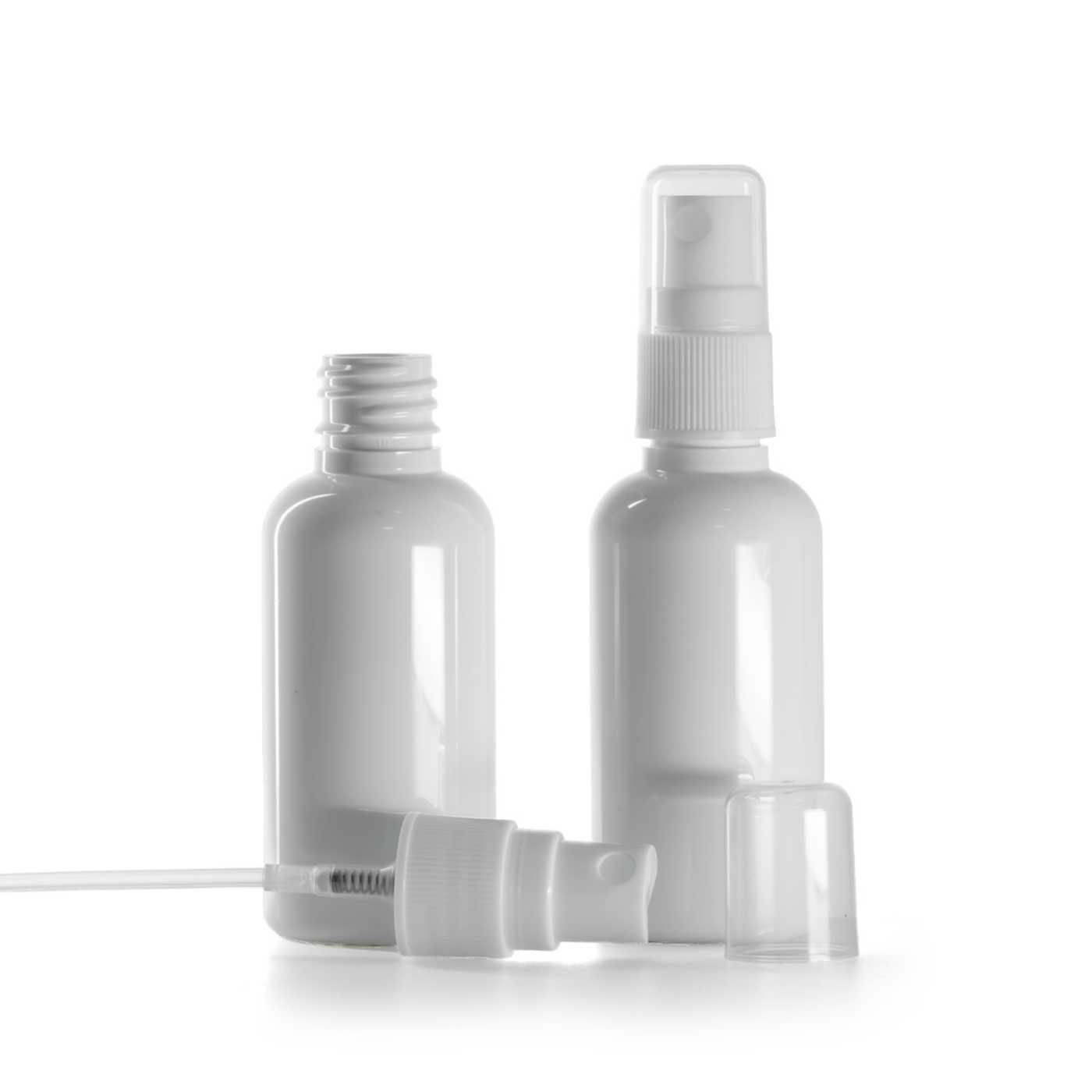 Flacon en plastique blanc avec pompe spray, 50 ml