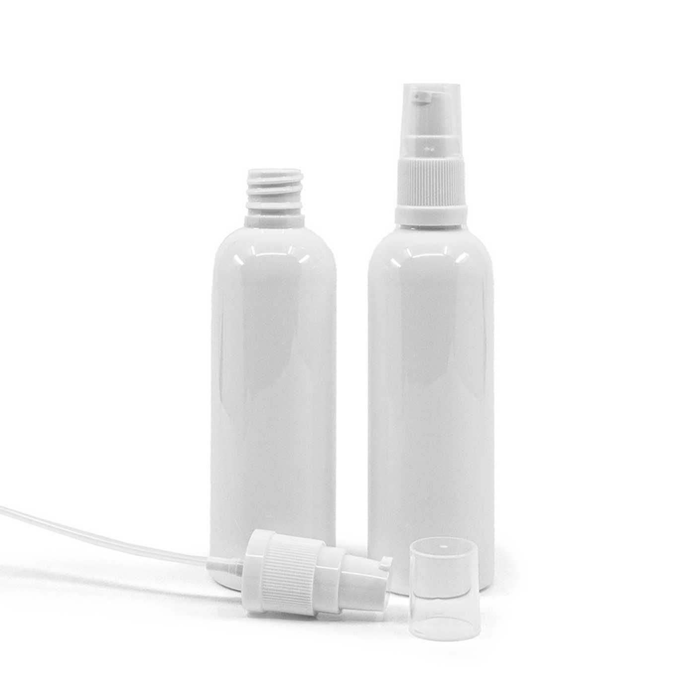 Butelka plastikowa biała, dozownik biały, 100 ml