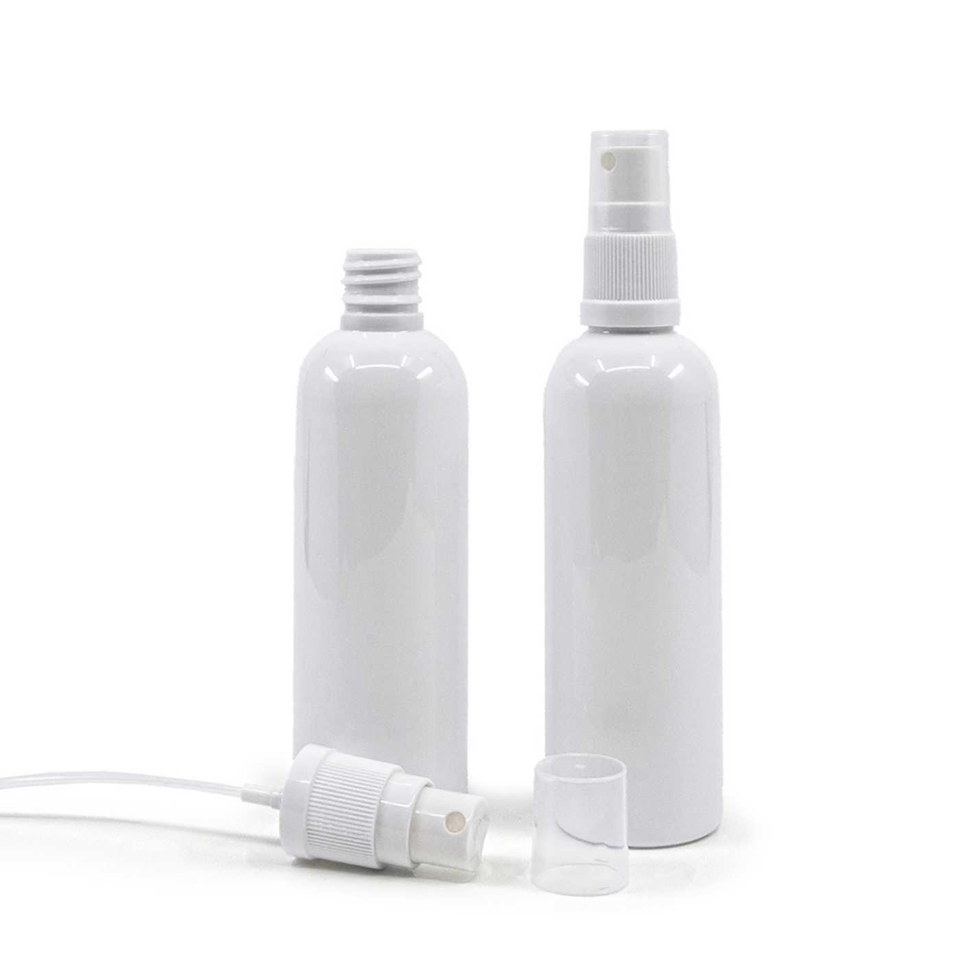 Flacon en plastique blanc, vaporisateur blanc, 100 ml