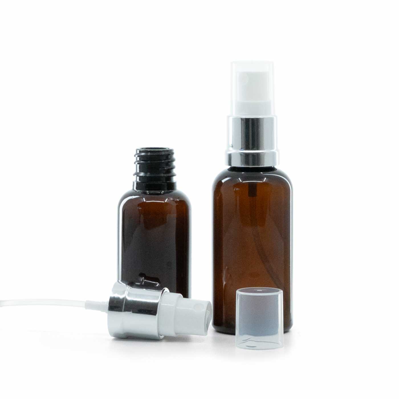 Butelka plastikowa apteczna, atomizer biało-srebrny, 30 ml