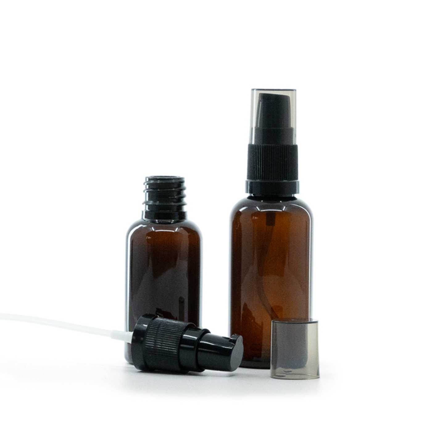 Kunststofffläschchen, Cremespender mit rauchfarbener Überkappe, 50 ml