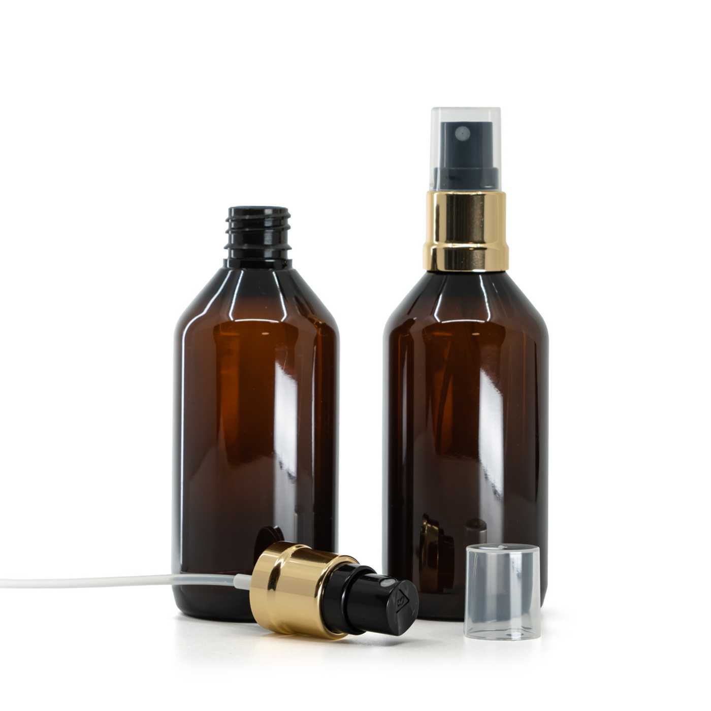 Flacon en plastique ambré, spray noir et or, 115 ml