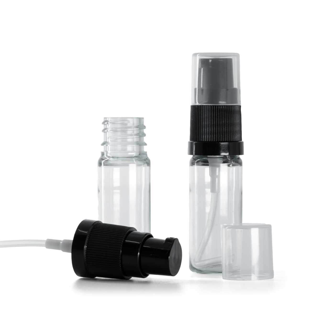Átlátszó műanyag palack fekete krémpumpával, 10 ml
