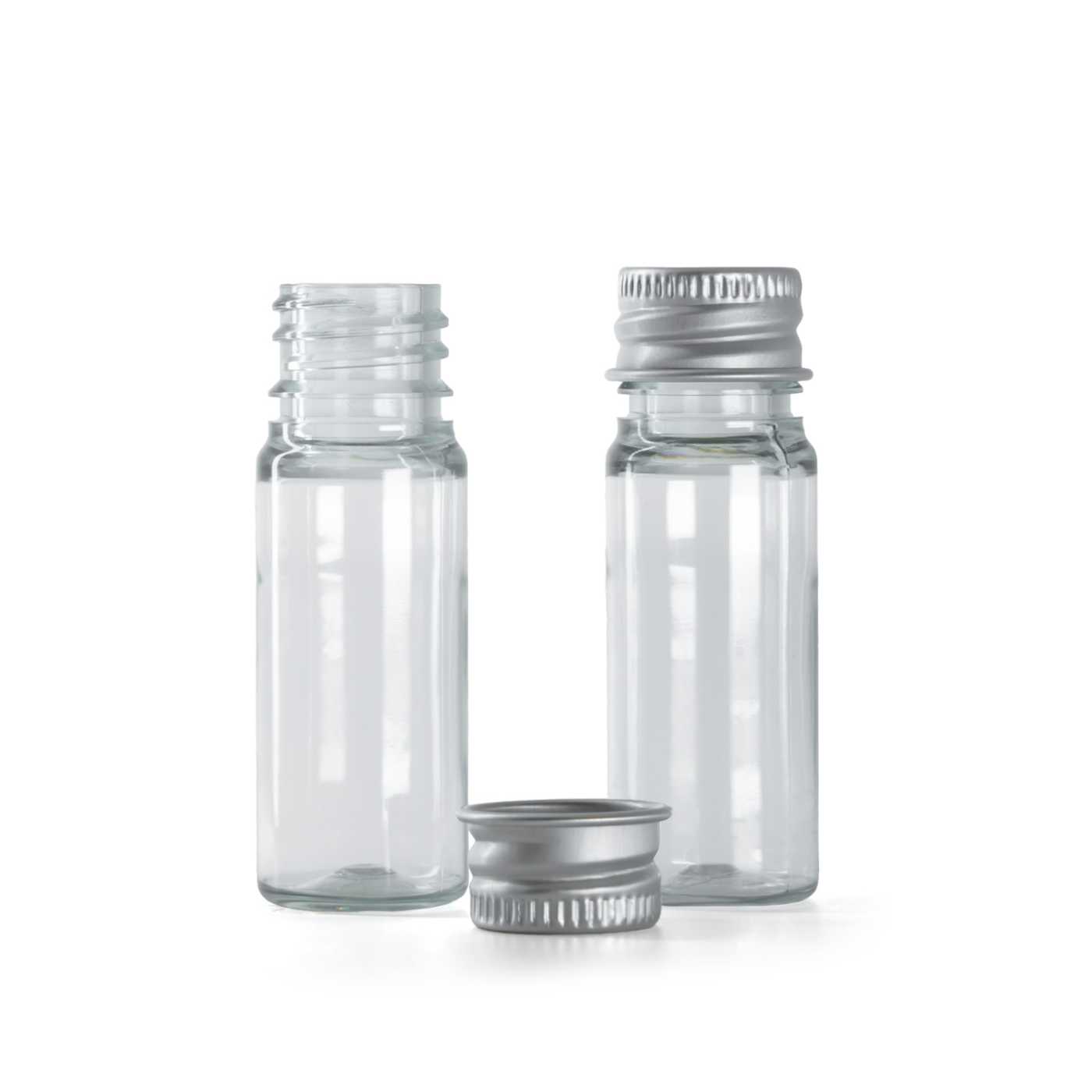 Flakon, műanyag, átlátszó, alumínium kupak, 10 ml