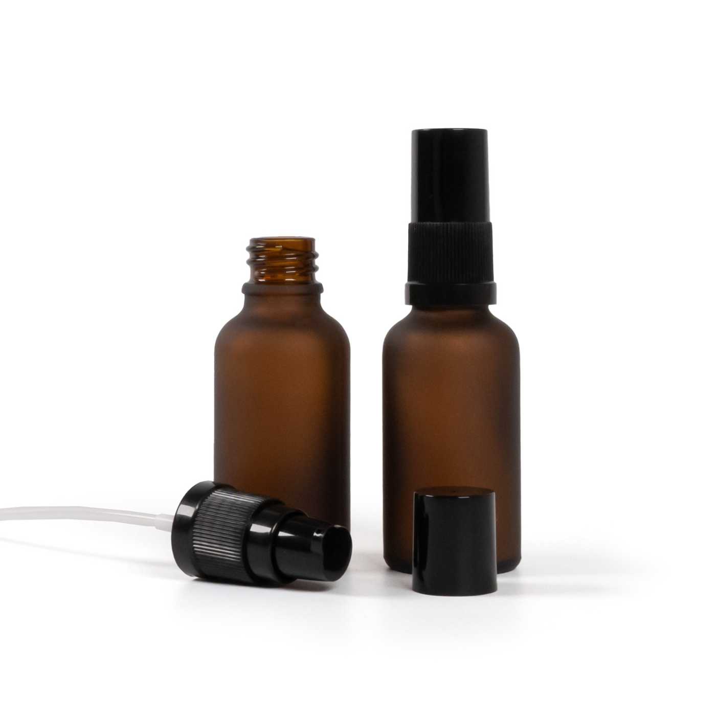 Matte Braunglasflasche, Lotionpumpe mit schwarzer Kappe, 30 ml