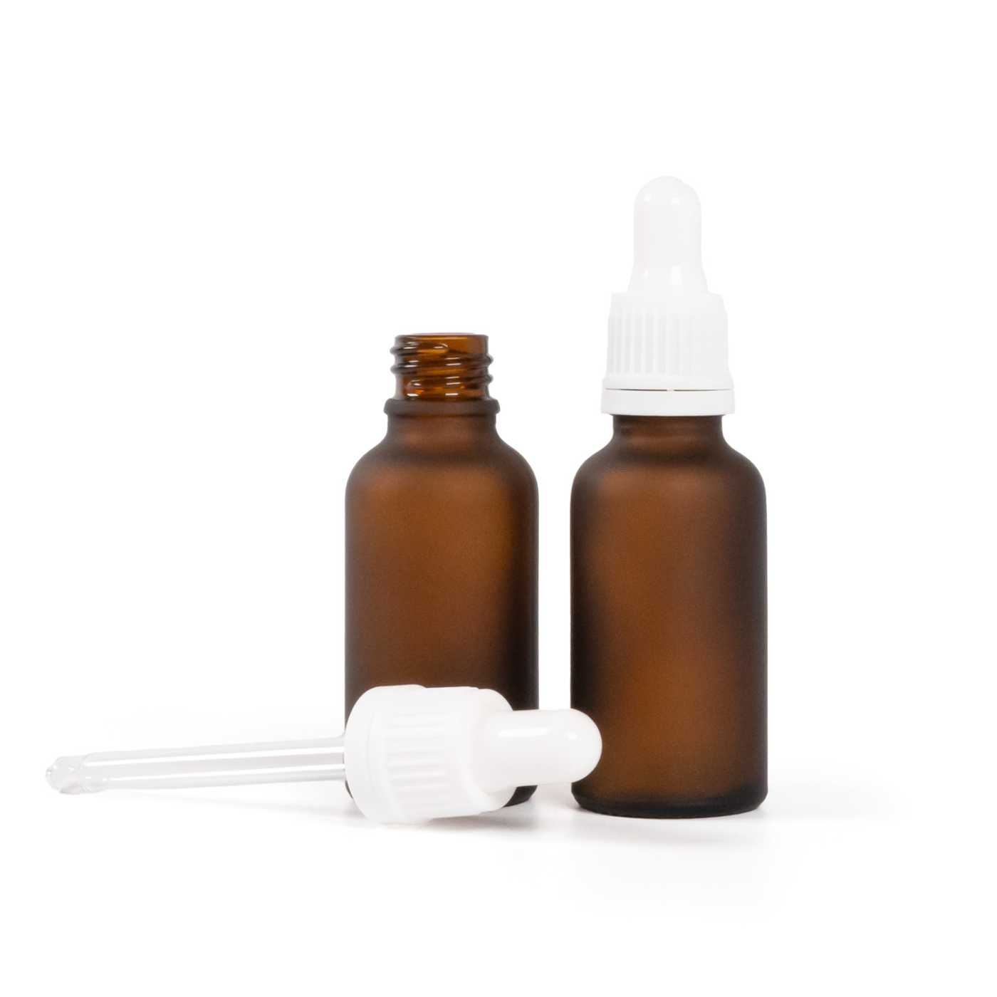 Matte Braunglasflasche mit weißer Pipette, 30 ml