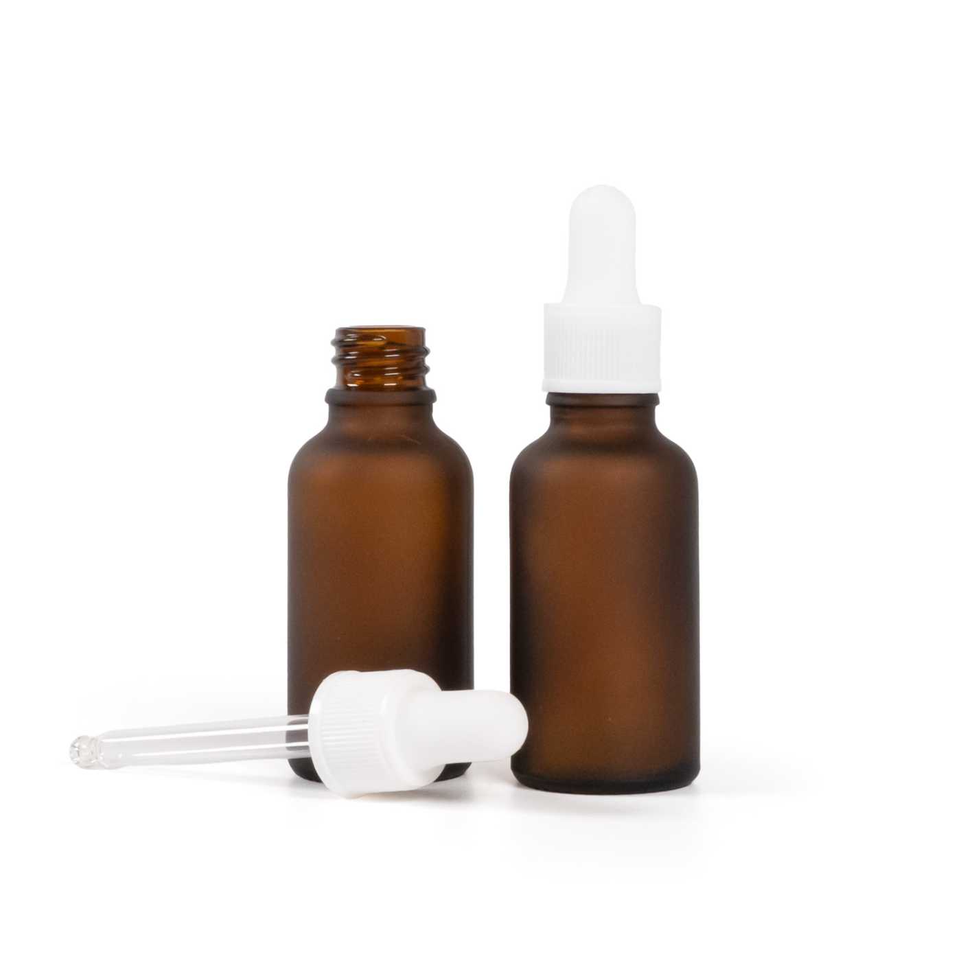 Flacon en verre, mat, compte-gouttes blanc mat, 30 ml