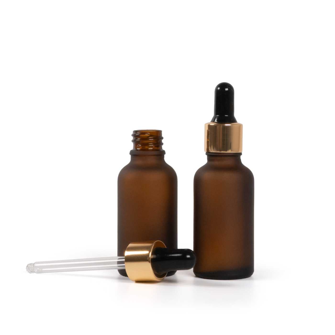 Matte Glasflasche, Pipettenflasche, schwarz-goldene Pipette, 30 ml