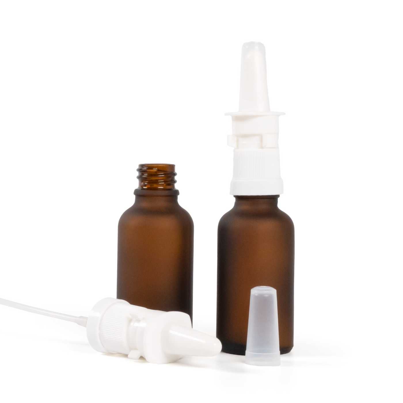 Mattierte Braunglasflasche mit Nasensprühkopf, 30 ml