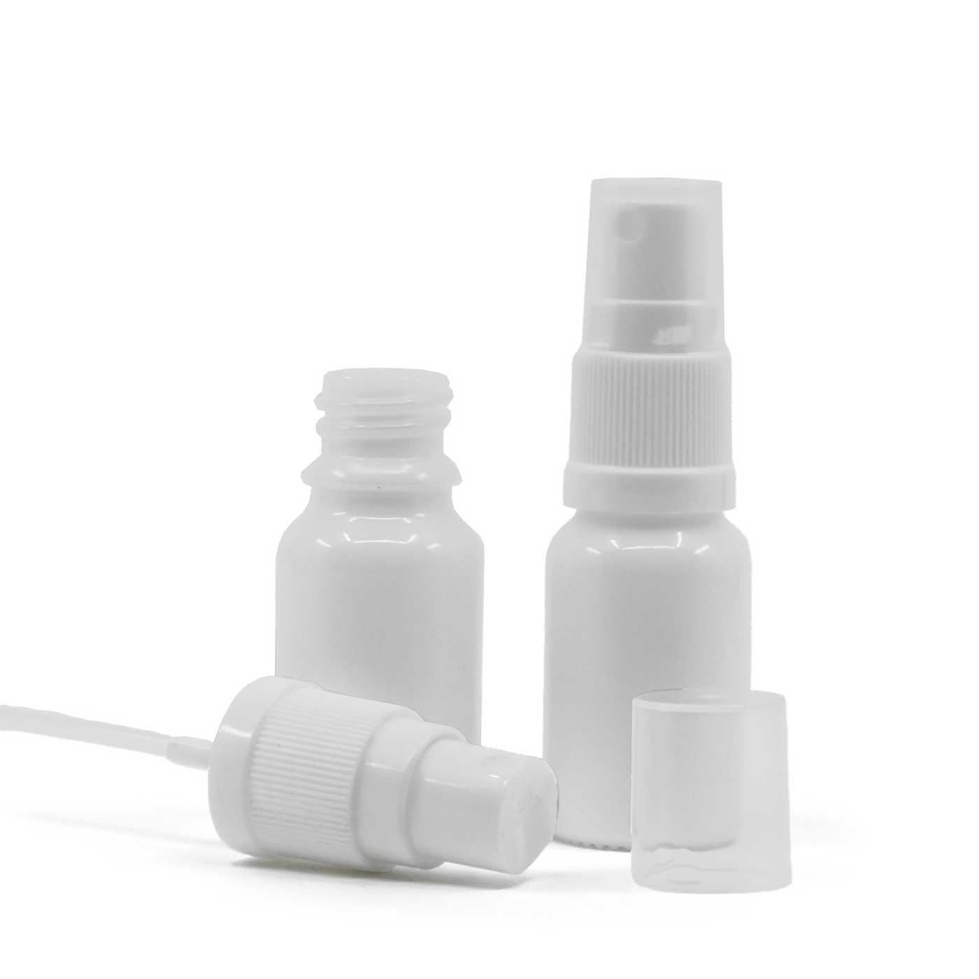 Flacon en verre blanc avec pompe spray blanche 10 ml