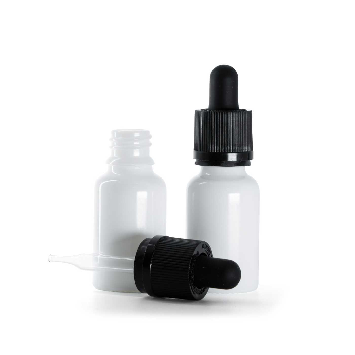 Butelka szklana apteczna, biała, pipeta z zabezpieczeniem, 15 ml