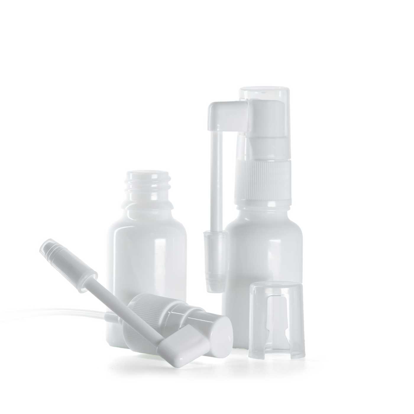 Butelka szklana apteczna, biała, spray do gardła, 15 ml