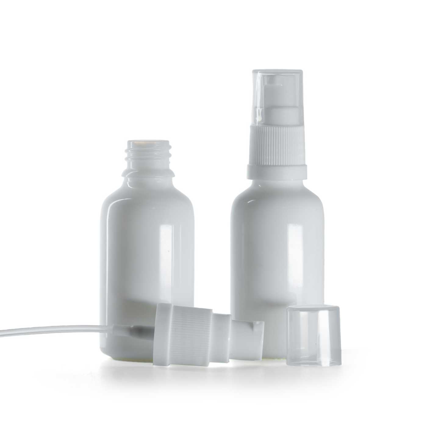 Flacon en verre blanc avec pompe, 30 ml