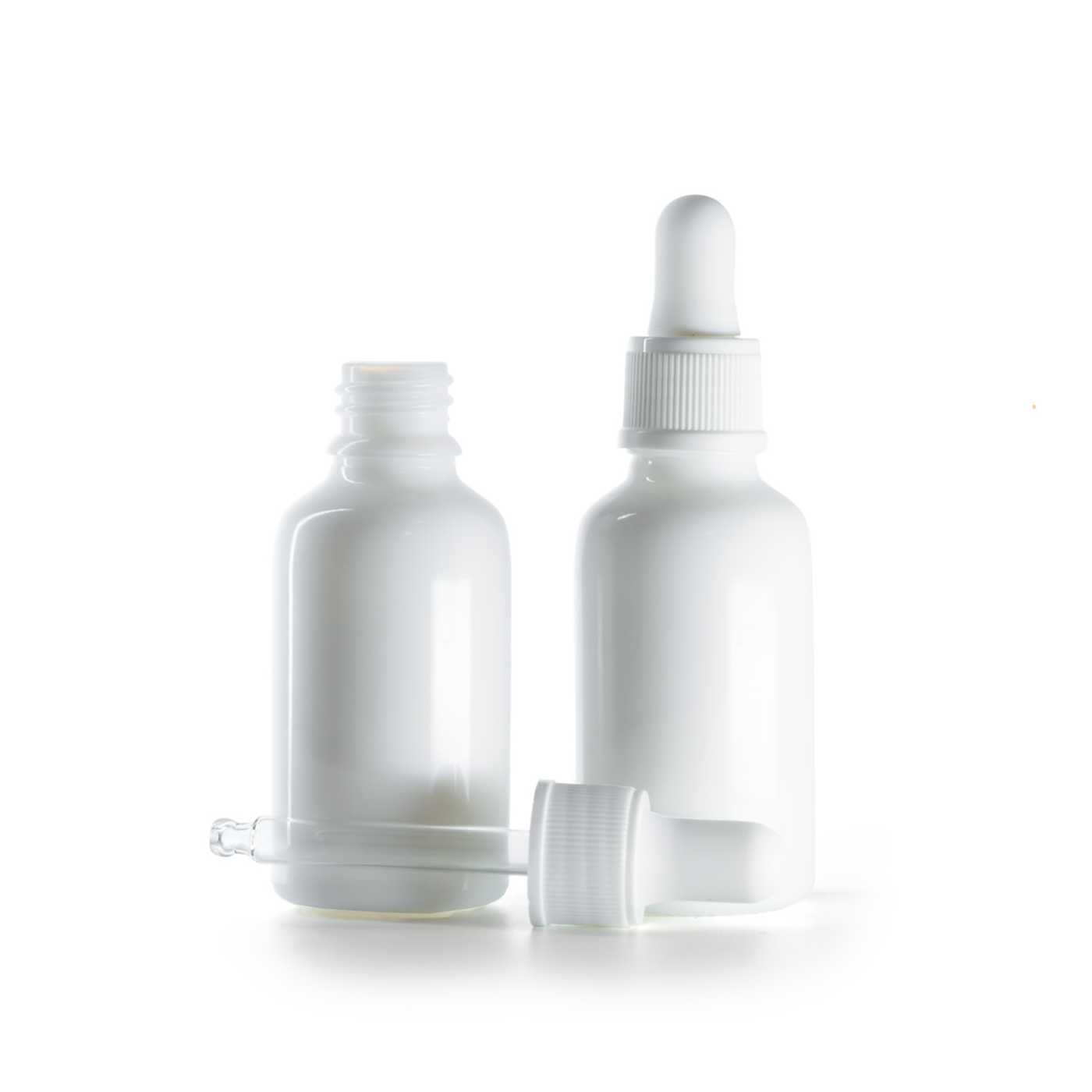 Flacon en verre blanc avec compte-gouttes blanc mat 30 ml