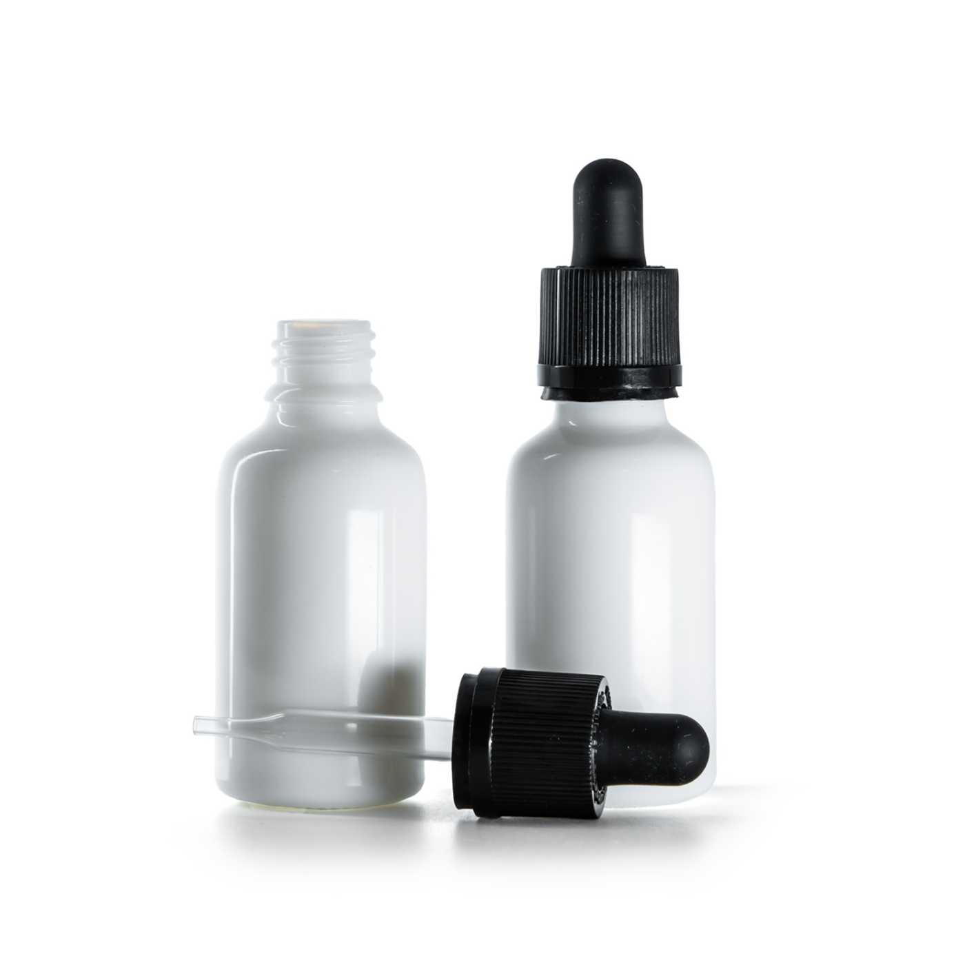 Flacon en verre blanc avec pipette compte-gouttes inviolable, 30 ml