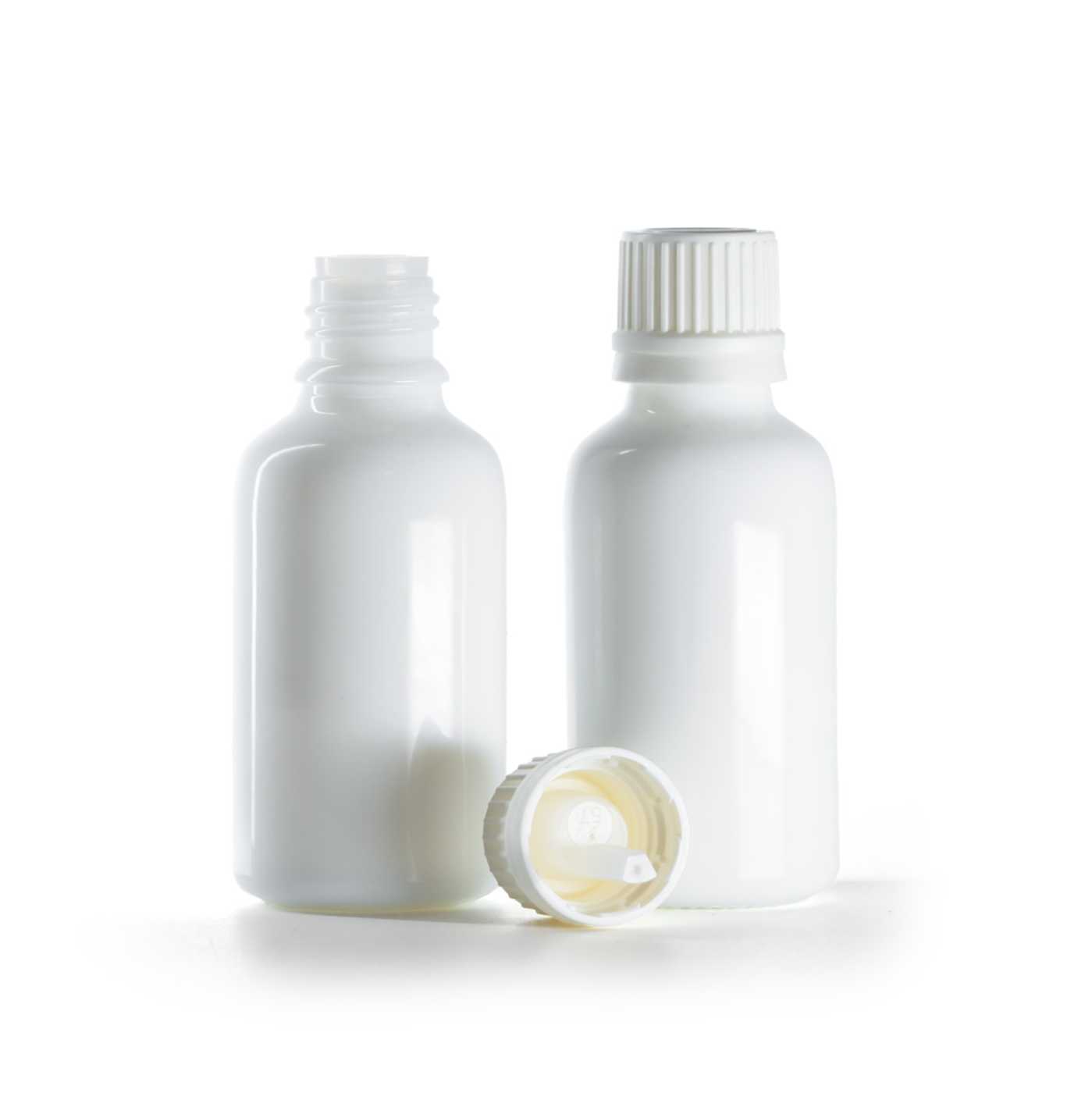 Flacon en verre blanc avec pipette, 30 ml