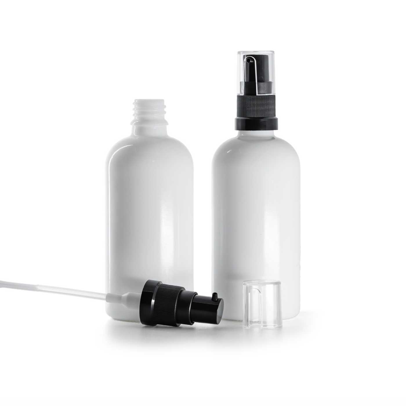 Butelka szklana apteczna, biała, dozownik do olejów, 100 ml