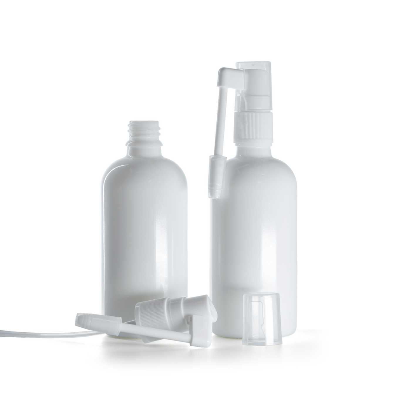 Butelka szklana biała, spray do gardła, 100 ml