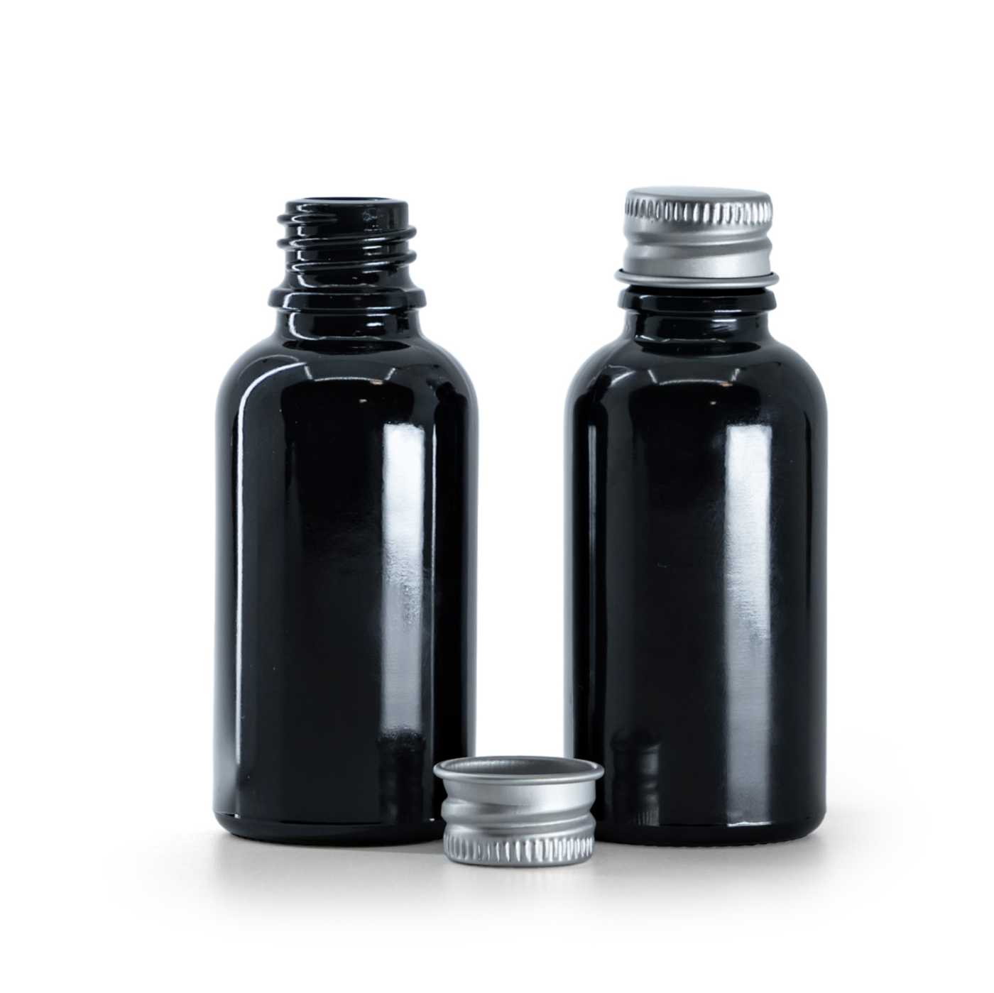 Flacon, verre, noir brillant, 30 ml