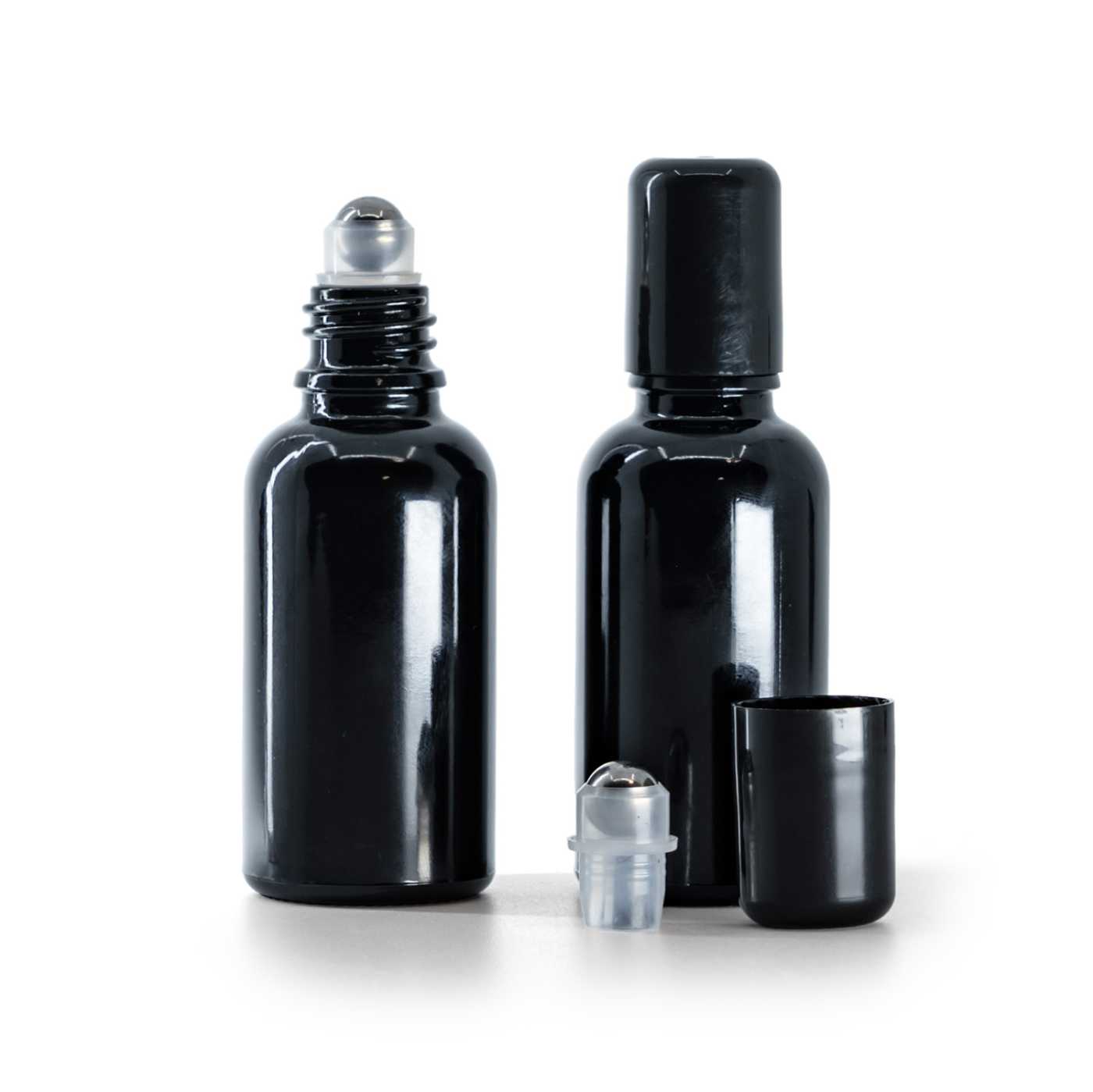 Flacon en verre noir brillant roll-on 30 ml