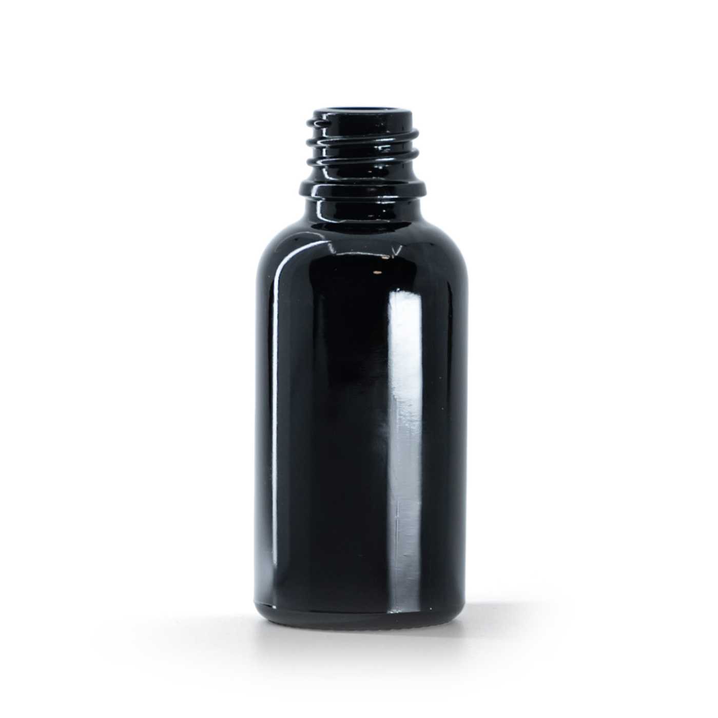 Butelka szklana apteczna, czarna błyszcząca, 30 ml