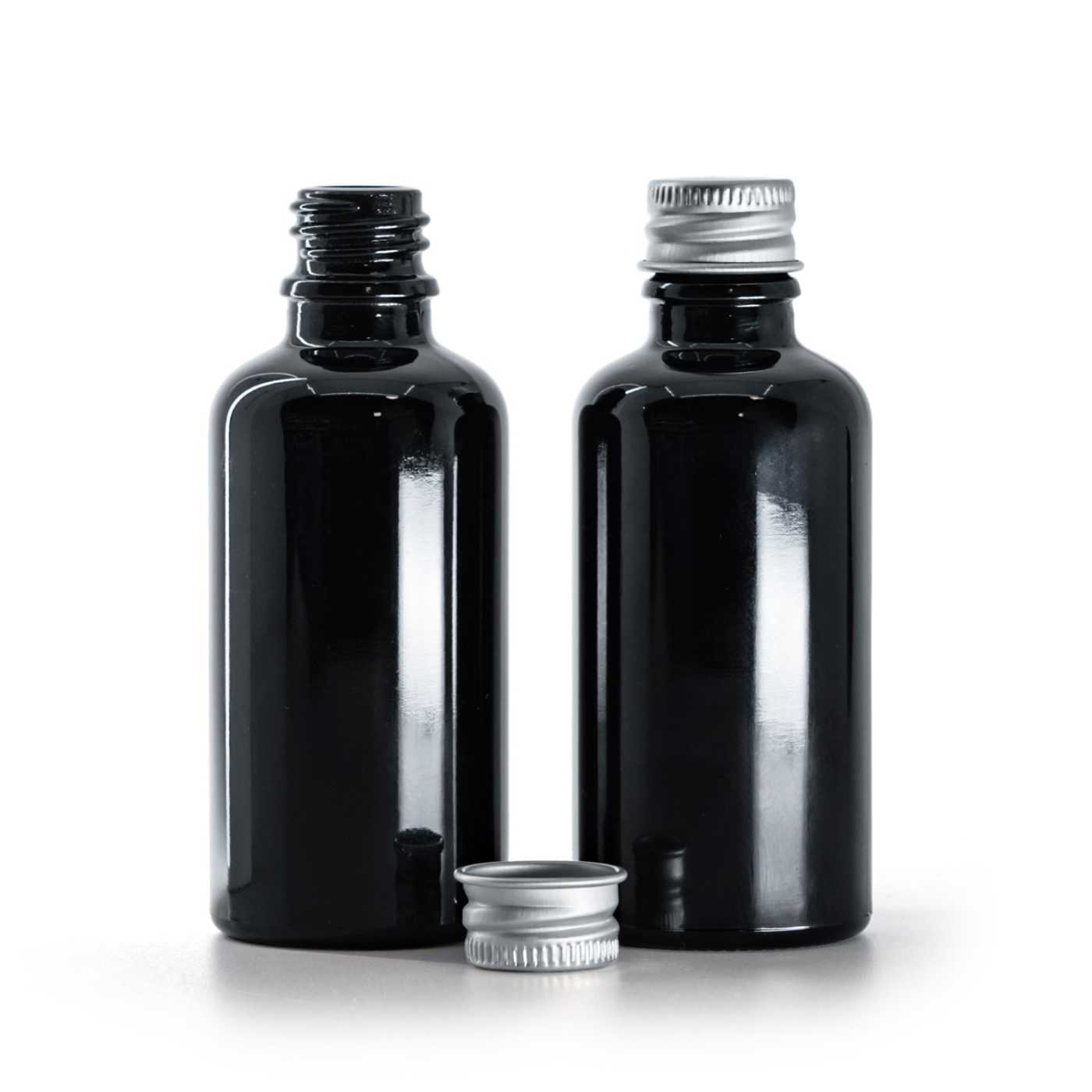 flakon, üveg, fényes fekete, 50 ml