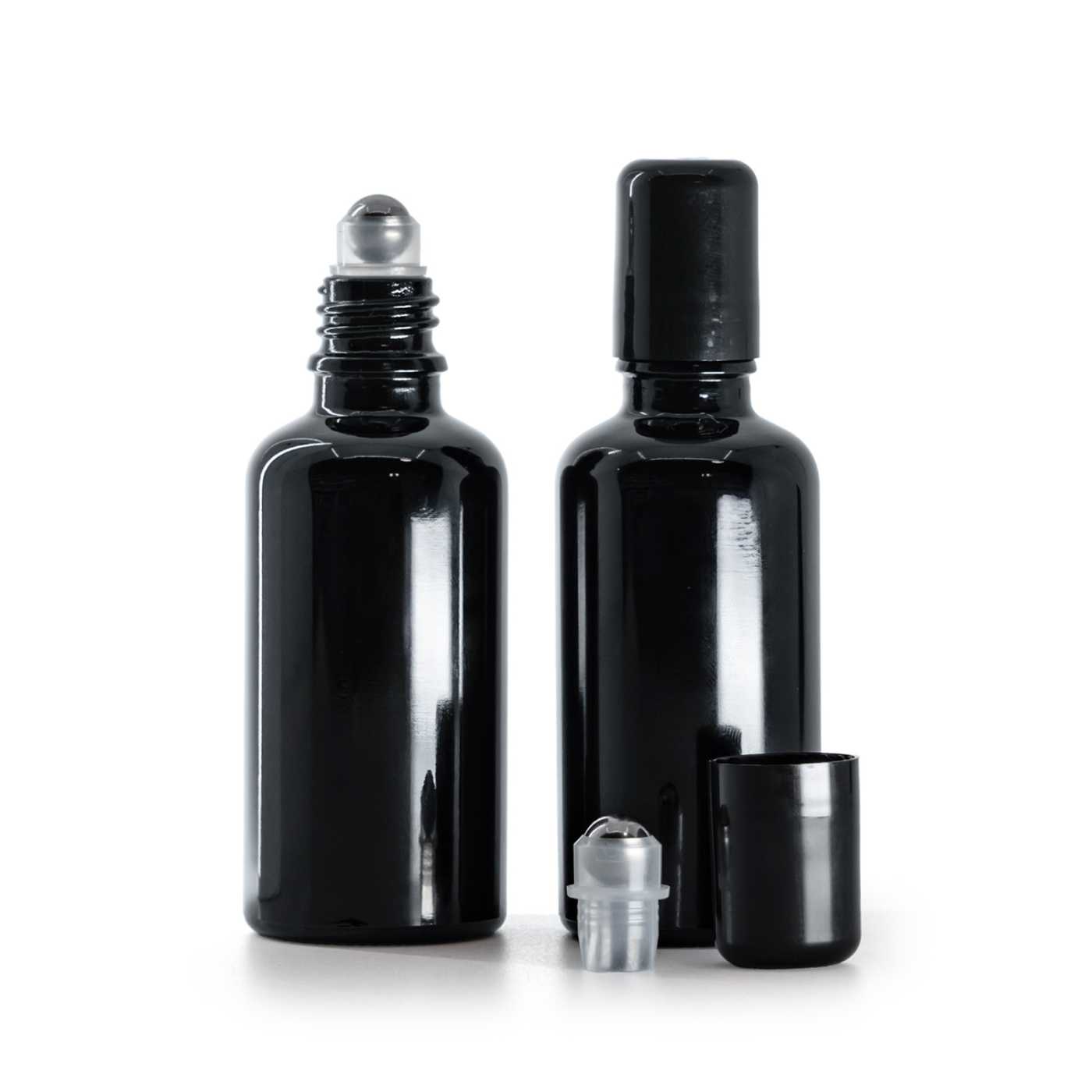 Flacon en verre noir brillant roll-on 50 ml