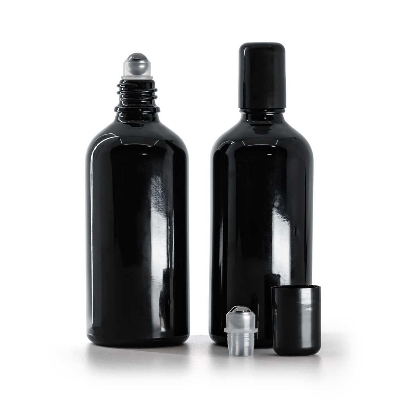Flacon en verre noir brillant roll-on 100 ml