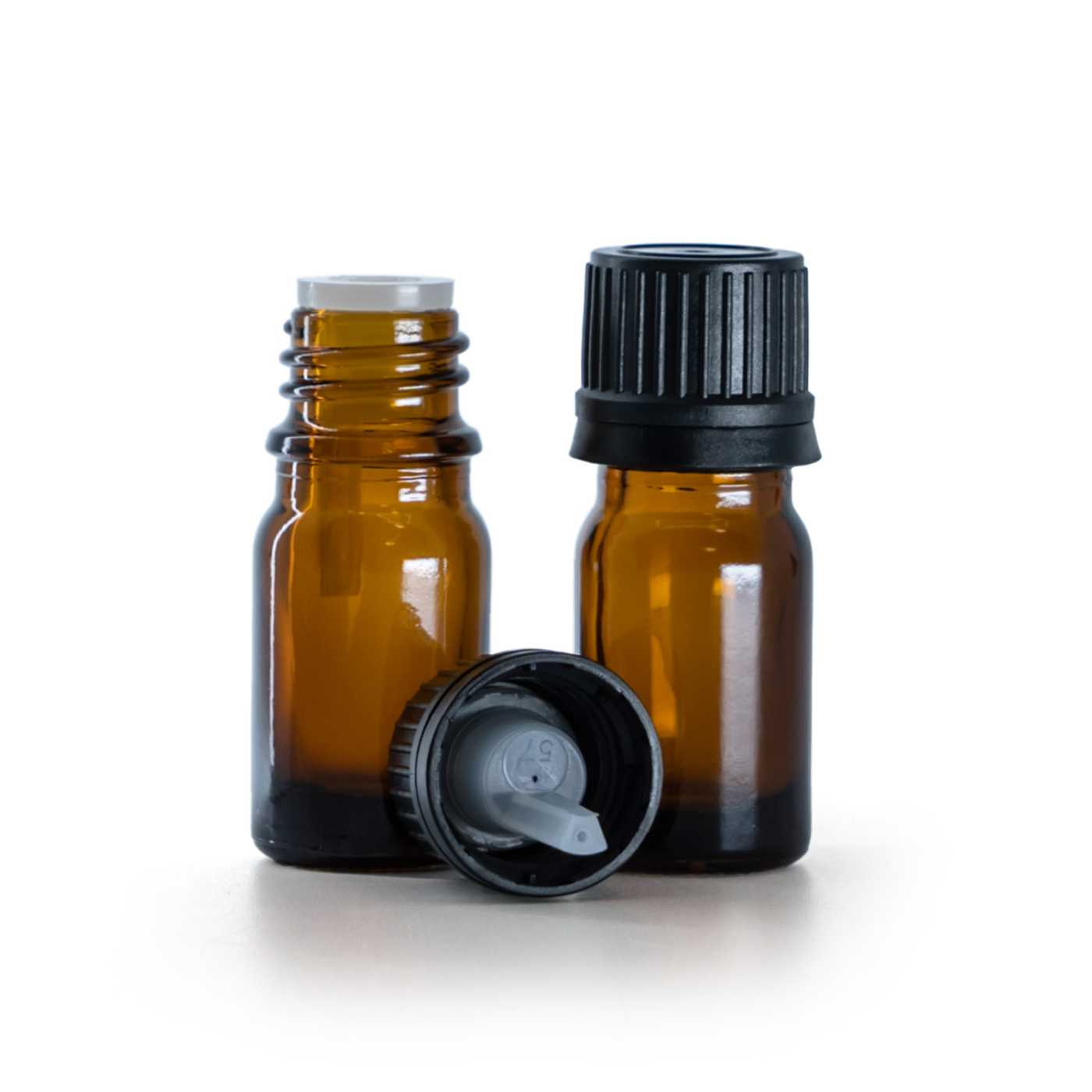 Üvegcse, fekete kupak cseppentő betéttel, 5 ml