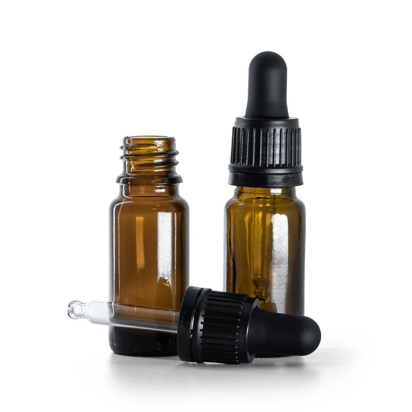 Butelka szklana apteczna typ B, wysoka, czarny kroplomierz, 10 ml