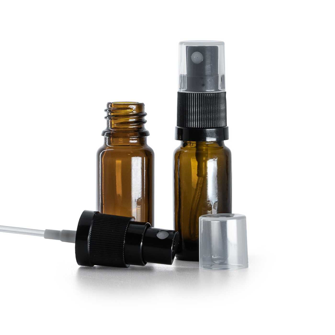 Butelka szklana apteczna typ B, wysoka, czarny atomizer, 10 ml