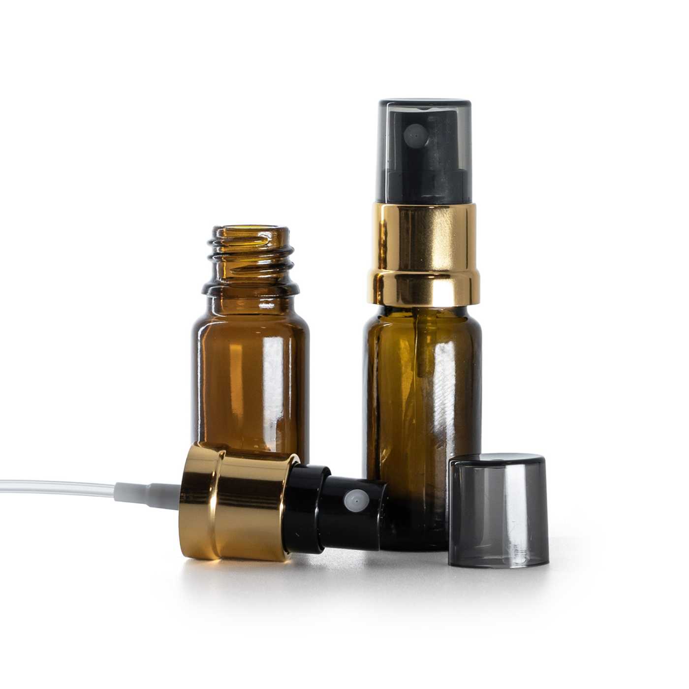 Üvegcse, B típus, magas, fekete-arany szórófej, füstös felső kupak, 10 ml